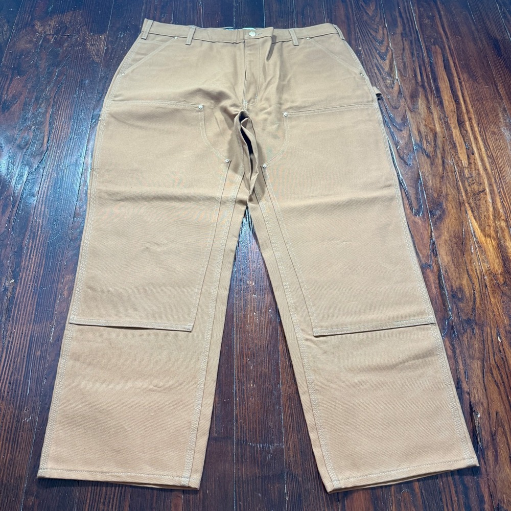 Carhartt B01 Pants Mens 42x30 Brown Loose Fit Duck Canvas Double Knee USA